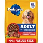 Pedigree Complete Nutrition Grilled Steak & Vegetable Flavor Dog Kibble Adult Dry Dog Food, 44-lb bag