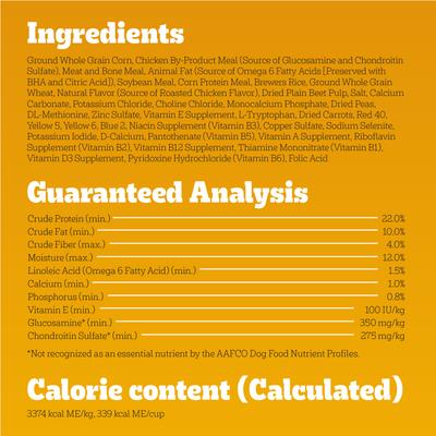 Show full view: Pedigree Big Dogs Adult Complete Nutrition Large Breed Roasted Chicken Flavor Dry Dog Food, 40-lb bag slide 7 of 11
