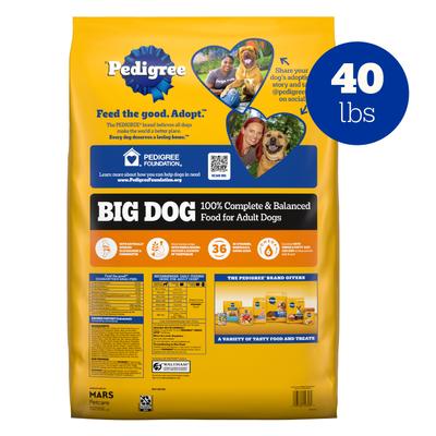 Show full view: Pedigree Big Dogs Adult Complete Nutrition Large Breed Roasted Chicken Flavor Dry Dog Food, 40-lb bag slide 3 of 11