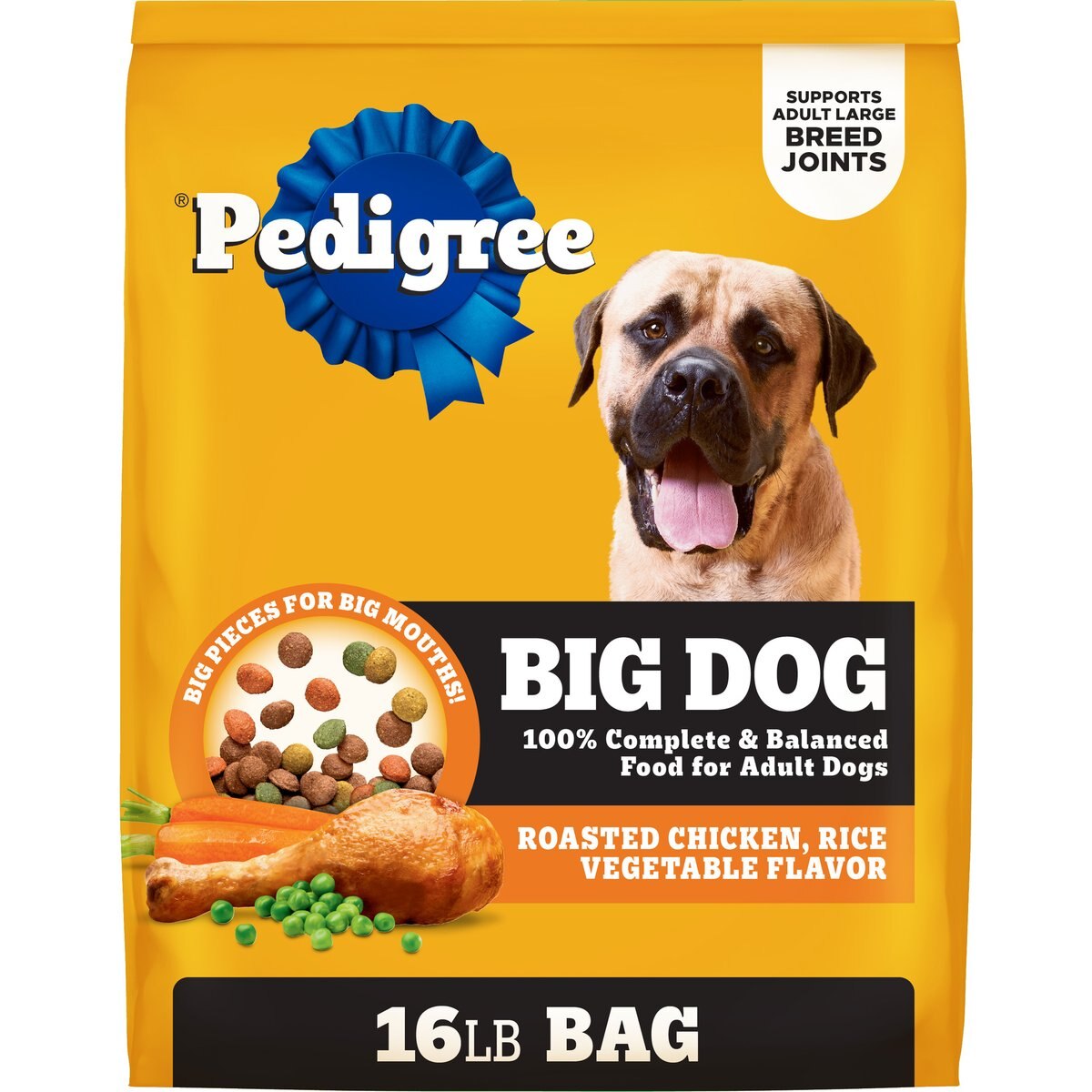 Pedigree Large Breed Adult Roasted Chicken, Rice & Vegetable Flavor Dry Dog Food, 16-lb bag
