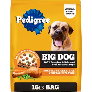 Pedigree Big Dogs Adult Complete Nutrition Large Breed Roasted Chicken Flavor Dry Dog Food, 16-lb bag