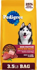 Pedigree High Protein Beef & Lamb Flavor Dog Kibble Adult Dry Dog Food, 3.5-lb bag