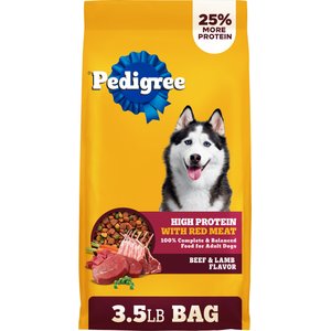 Pedigree High Protein Beef & Lamb Flavor Dog Kibble Adult Dry Dog Food, 3.5-lb bag