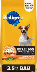 Pedigree Small Dog Complete Nutrition Roasted Chicken, Rice & Vegetable Flavor Small Breed Adult Dry Dog Food, 3.5-lb bag