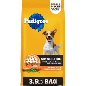 Pedigree Small Dog Complete Nutrition Roasted Chicken, Rice & Vegetable Flavor Small Breed Adult Dry Dog Food, 3.5-lb bag