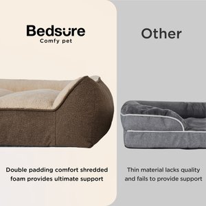 Bedsure Sherpa Sofa Dog Bed with Washable Removable Cover, Brown, X-Large