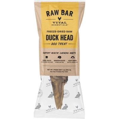 Vital Essentials Vital Essentials Raw Bar Duck Head Single Ingredient Freeze-Dried Dog Treat & Long-Lasting Natural Chew, 1 count