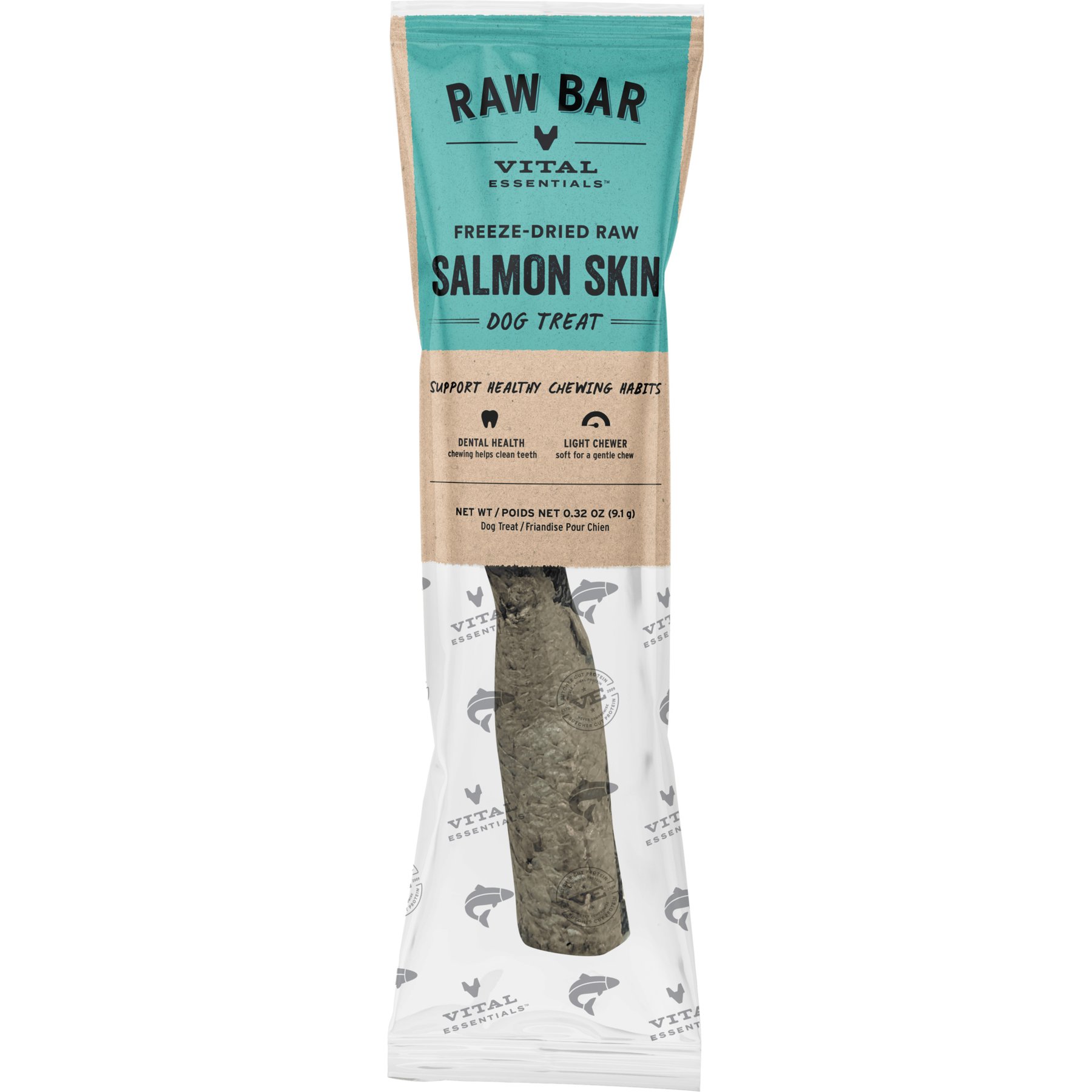 Vital Essentials Raw Bar Salmon Skin Single Ingredient Freeze-Dried Dog Treat & Natural Chew, 1 count