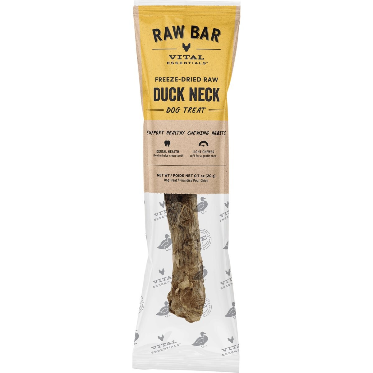 Vital Essentials Raw Bar Duck Neck Single Ingredient Freeze-Dried Dog Treat & Natural Chew, 1-pack