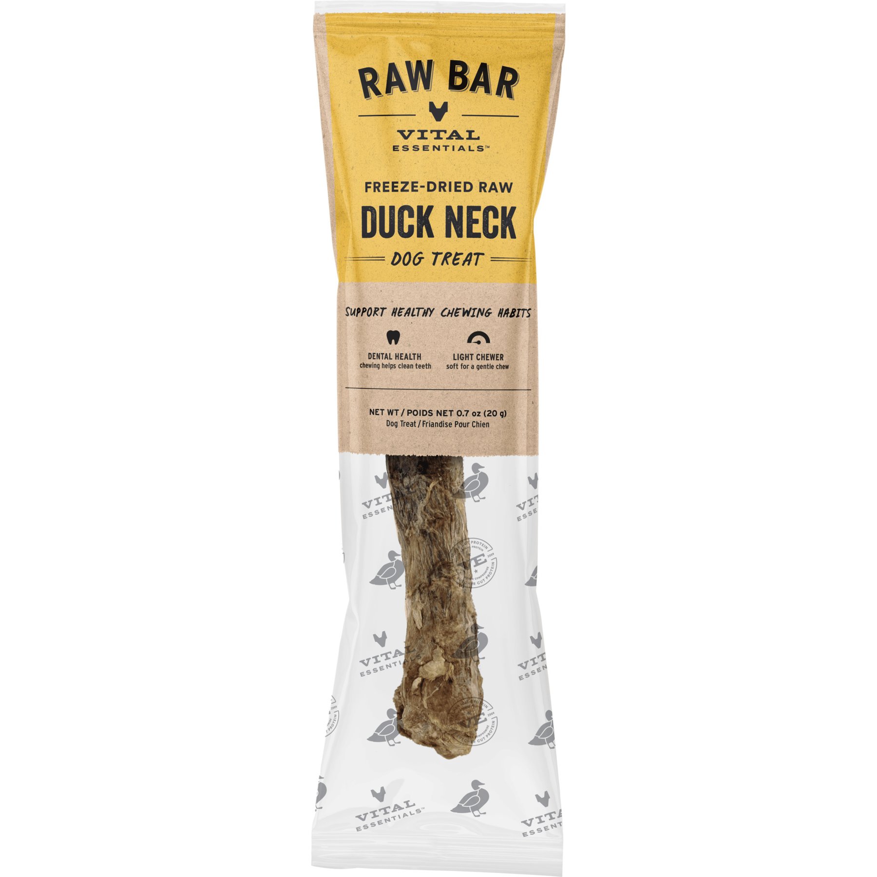 Vital Essentials Raw Bar Duck Neck Single Ingredient Freeze-Dried Dog Treat & Natural Chew, 1-pack