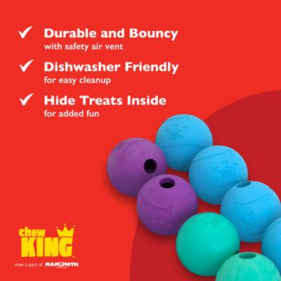 Show full view: Chew King by Mammoth Fetch Ball Tough Dog Chew Toy, Blue slide 3 of 9