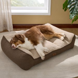 Bedsure Sherpa Sofa Dog Bed with Washable Removable Cover, Brown, Large
