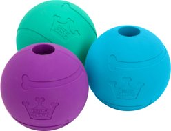 Chew King by Mammoth Dog Fetch Ball Extremely Durable Natural Rubber Tough Dog Chew Toy, Blue, 3-in