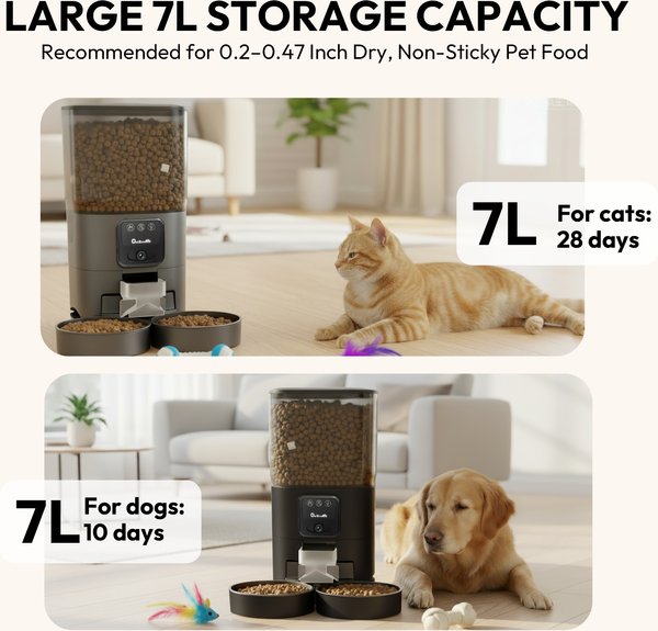 Show full view: ONIZOOMI Smart Camera 2.4G Automatic Dual Bowl Cat & Dog Feeder, Black, 30-Cup slide 7 of 10