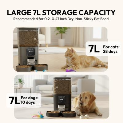 Show full view: ONIZOOMI Smart Camera 2.4G Automatic Dual Bowl Cat & Dog Feeder, Black, 30-Cup slide 7 of 11