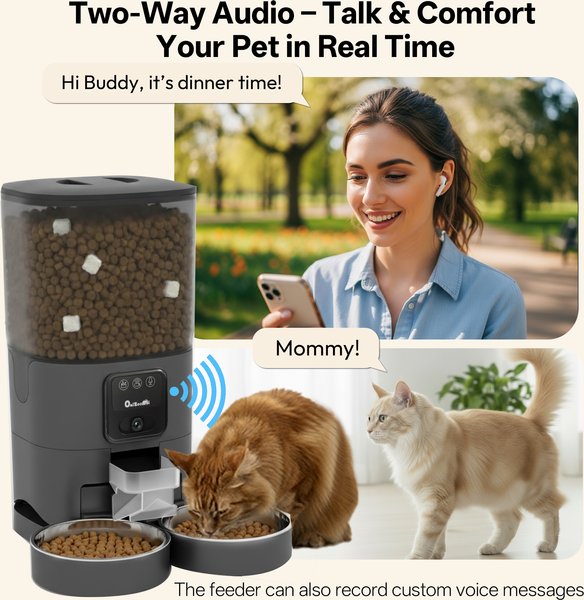 Show full view: ONIZOOMI Smart Camera 2.4G Automatic Dual Bowl Cat & Dog Feeder, Black, 30-Cup slide 6 of 10
