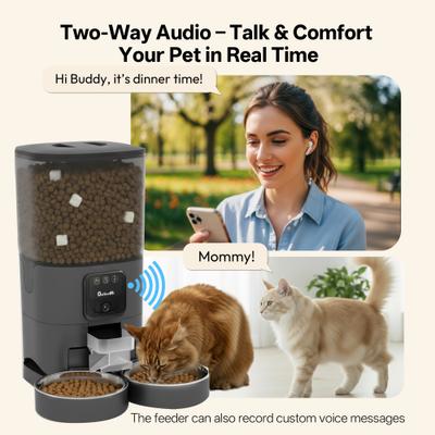 Show full view: ONIZOOMI Smart Camera 2.4G Automatic Dual Bowl Cat & Dog Feeder, Black, 30-Cup slide 6 of 11