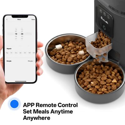 Show full view: ONIZOOMI Smart Camera 2.4G Automatic Dual Bowl Cat & Dog Feeder, Black, 30-Cup slide 5 of 11