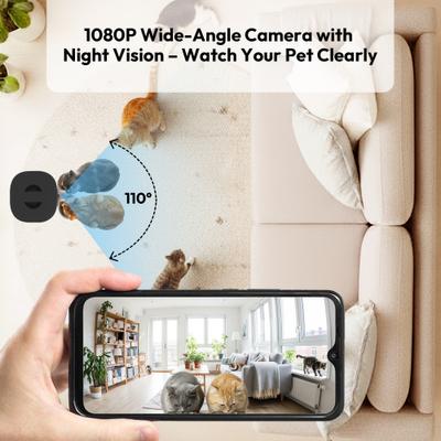 Show full view: ONIZOOMI Smart Camera 2.4G Automatic Dual Bowl Cat & Dog Feeder, Black, 30-Cup slide 2 of 11