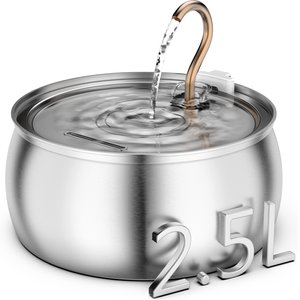 Casfuy PWS-161 Stainless Steel Swan-Neck Copper Spout Dog & Cat Water Fountain, 85-oz