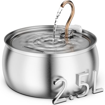 Casfuy Casfuy PWS-161 Stainless Steel Swan-Neck Copper Spout Dog & Cat Water Fountain, 85-oz