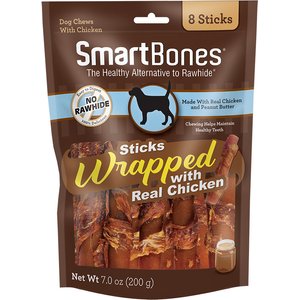 SmartBones Chicken Wrapped Sticks Peanut Butter Flavor Dog Treats, 8 count