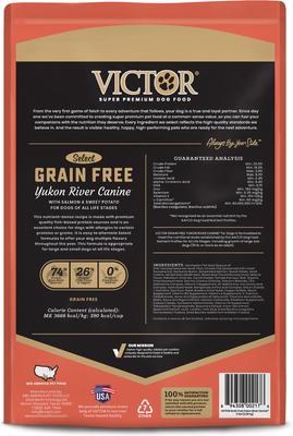 Show full view: VICTOR Grain-Free Yukon River Canine with Salmon High Protein Dry Dog Food, 5-lb bag slide 4 of 12