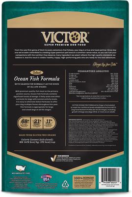 Show full view: VICTOR Gluten-Free Ocean Fish Formula with Salmon Omega-3 Enriched Dry Dog Food, 5-lb bag slide 4 of 12