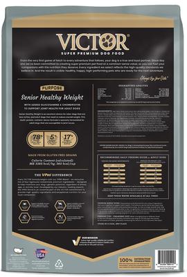 Show full view: VICTOR Senior Healthy Weight Joint Support Low Fat Gluten-Free Dry Dog Food, 15-lb bag slide 4 of 12