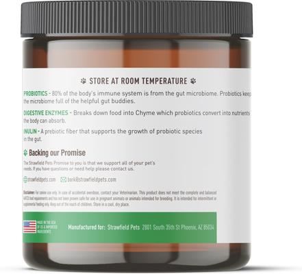 Show full view: Strawfield Pets Pre + Probiotic Powder Dog Supplement, 4.2-oz jar slide 9 of 11