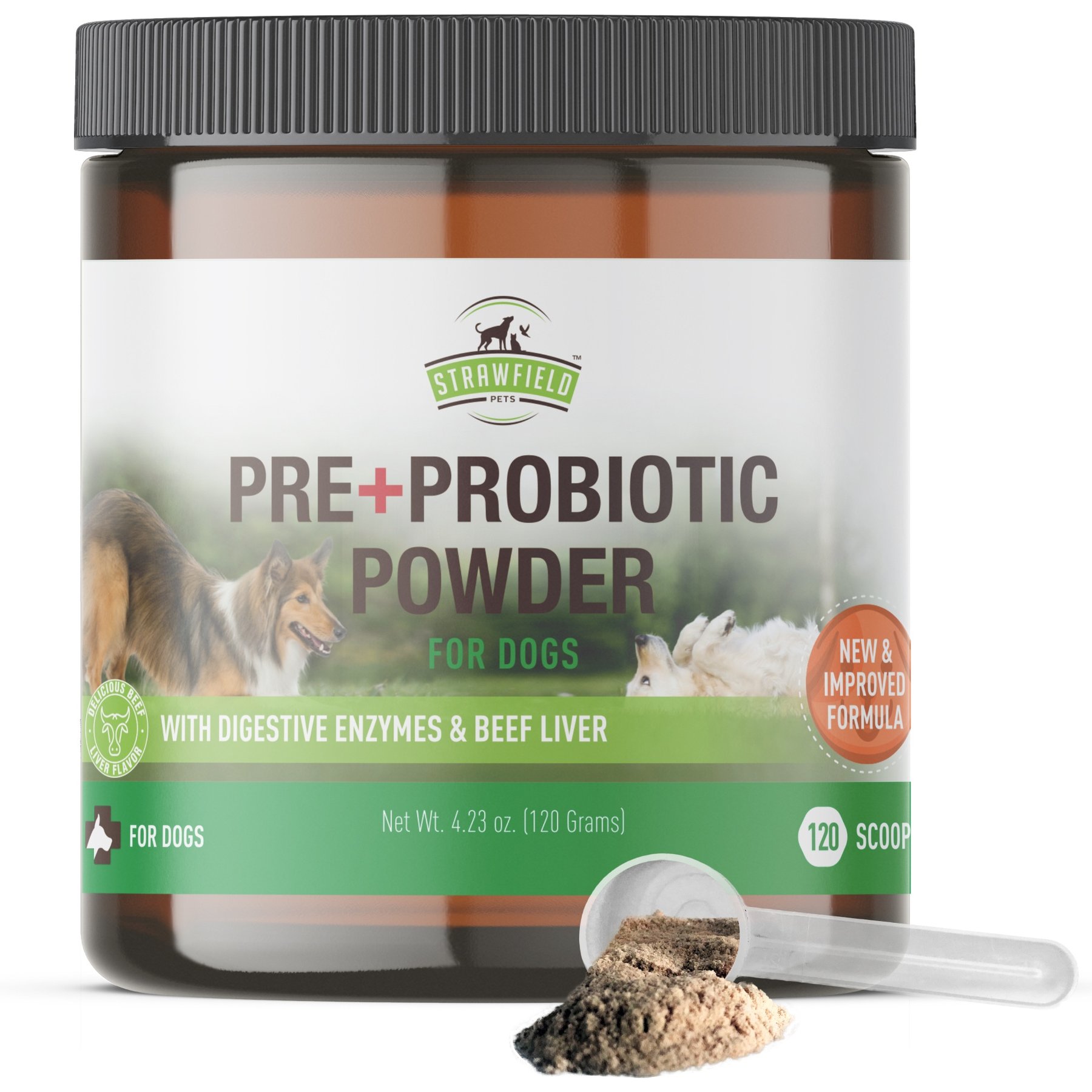 Strawfield Pets Pre + Probiotic Powder Dog Supplement, 4.2-oz jar
