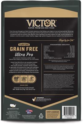 Show full view: VICTOR Grain-Free Ultra Pro High Protein Low Carb Active Dry Dog Food, 5-lb bag slide 4 of 12