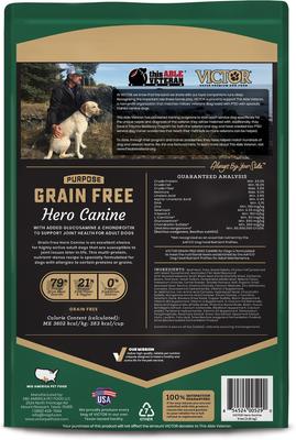 Show full view: VICTOR Grain-Free Hero Canine Hip & Joint Support High Protein Adult Active Dry Dog Food, 5-lb bag slide 4 of 12