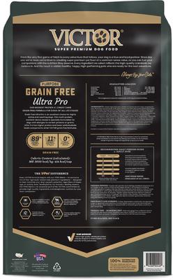 Show full view: VICTOR Grain-Free Ultra Pro High Protein Low Carb Active Dry Dog Food, 30-lb bag slide 4 of 12