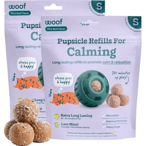 Woof Pupsicle Pops Refills Calming Beef Grain-Free Lickable Dog Treats, Small, 20 count