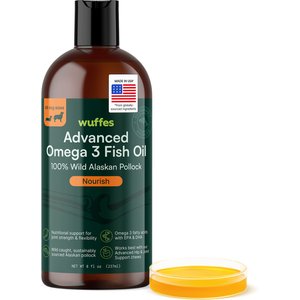 Wuffes Advanced Omega 3 Fish Oil for Healthy Skin & Coat Supplement for Dogs, 8-fl oz bottle
