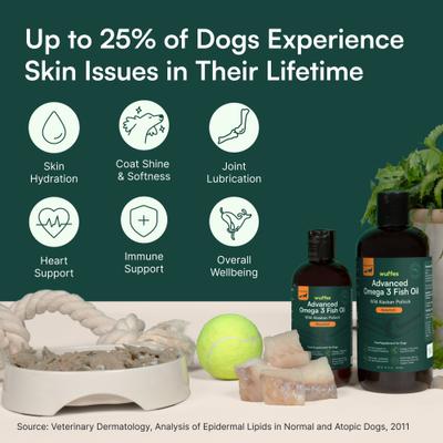 Show full view: Wuffes Advanced Omega 3 Fish Oil for Healthy Skin & Coat Supplement for Dogs, 8-fl oz bottle slide 7 of 10