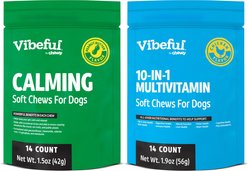 Vibeful Favorites Bundle – Multivitamin & Calming Support Chicken & Peanut Butter Dog Soft Chew Supplements, 28 count