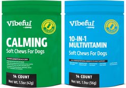 Vibeful Favorites Bundle – Multivitamin & Calming Support Peanut Butter Dog Soft Chew Supplements, 28 count