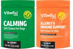 Vibeful Favorites Bundle – Allergy & Calming Support Peanut Butter Dog Soft Chew Supplements, 28 count