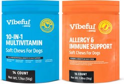 Vibeful Favorites Bundle – Allergy & Multivitamin Support Peanut Butter & Chicken Dog Soft Chew Supplements, 28 count