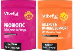 Vibeful Favorites Bundle – Allergy & Digestive Support Peanut Butter & Pumpkin Dog Soft Chew Supplements, 28 count