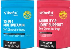 Vibeful Favorites Bundle – Mobility & Multivitamin Support Beef & Chicken Dog Soft Chew Supplements, 28 count