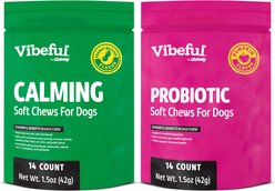 Vibeful Favorites Bundle – Digestive & Calming Support Pumpkin & Peanut Butter Dog Soft Chew Supplements, 28 count