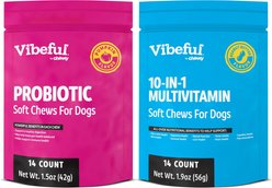 Vibeful Favorites Bundle – Multivitamin & Digestive Health Peanut Butter & Pumpkin Dog Soft Chew Supplements, 28 count