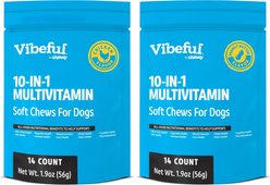 Vibeful Trial Pack - 10-in-1 Multivitamin Bites Dog Soft Chews Supplements, Peanut Butter & Chicken, 28 count