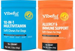 Vibeful Favorites Bundle – Allergy & Multivitamin Support Peanut Butter Dog Soft Chew Supplements, 28 count
