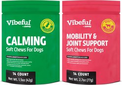 Vibeful Favorites Bundle – Mobility & Calming Support Beef & Peanut Butter Dog Soft Chew Supplements, 28 count