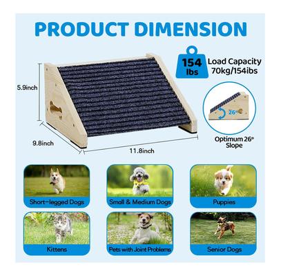 Show full view: MALOROY Wooden Non-Slip Dog Ramps for Stairs, Grey, 11.8-in Height, 4 count slide 3 of 8