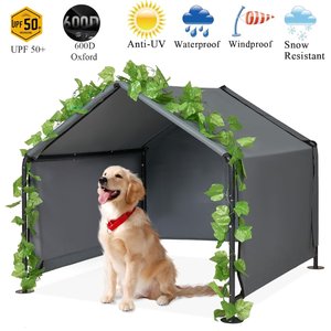 MALOROY Outdoor Dog Canopy Shelter, Grey, 47 x 47 x 38-in